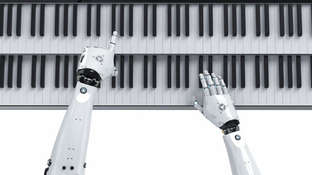 Ai music composer or generator with robot play piano