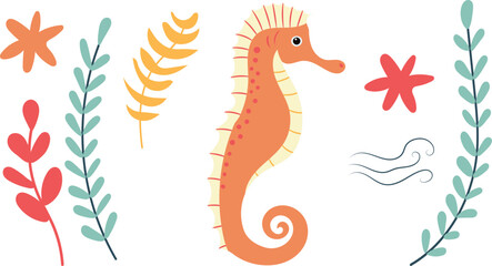 seahorse in flat style vector © zolotons