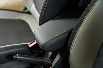 central armrest of car interior with handbrake