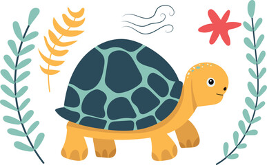 sea turtle in flat style vector