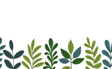 greeting card with green plants in flat style vector