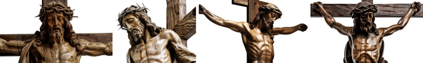 close-up of jesus on the cross isolated on blank background PNG