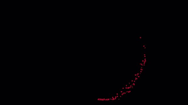 Red Rose Petals Slow Flow Circle with Luma Matte Loop. 3D rendering. Circle of red rose petals place on footage or background and easier to adjust colour.