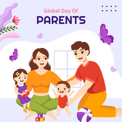 Global Day of Parents Social Media Background Illustration Cartoon Hand Drawn Templates