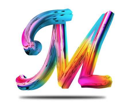 3d chrome letter m transparent