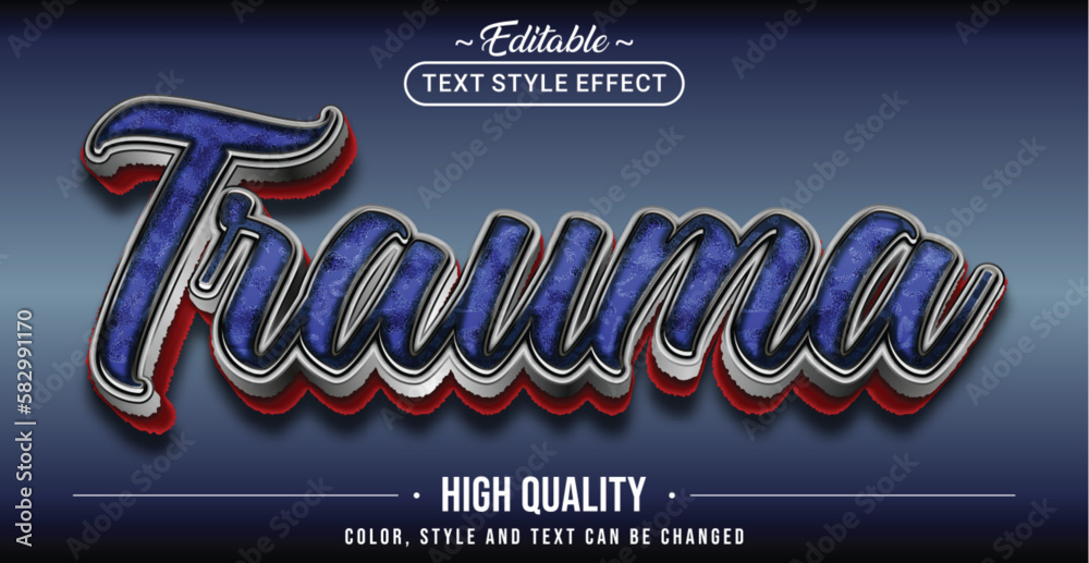 Poster Editable text style effect - Trauma text style theme.