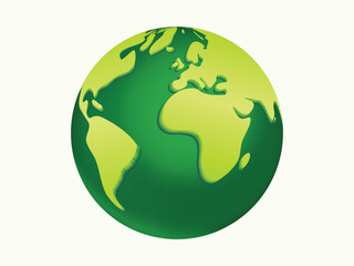 World Globe with Arctic, Atlantic and Indian Ocean Countries. Cartoon Style 3d Green Earth vector illustration on white background. Earth Day or Save Environment Concept. Save Green concept.