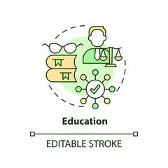 Education concept icon. Attorney degree for work. Effective advocate trait abstract idea thin line illustration. Isolated outline drawing. Editable stroke. Arial, Myriad Pro-Bold fonts used