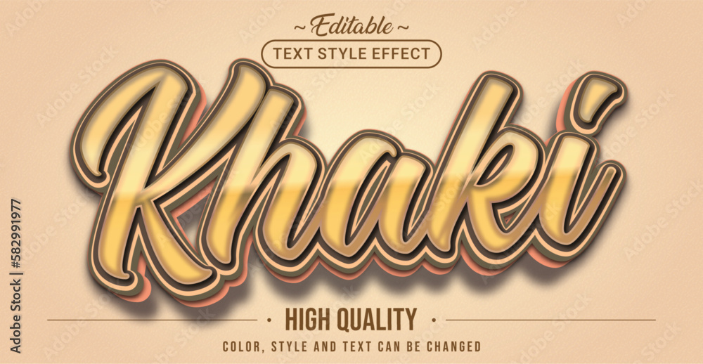 Poster Editable text style effect - Khaki text style theme.