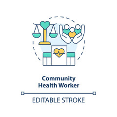 Community health worker concept icon. Social services improvement. Career in advocacy abstract idea thin line illustration. Isolated outline drawing. Editable stroke. Arial, Myriad Pro-Bold fonts used