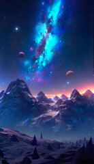 Fototapeta na wymiar Planet galaxy view, smartphone wallpaper, (generated ai)