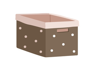 Fabric basket, empty interior box with handles. Modern storage organizer, home indoor store container of rectangle shape in trendy style. Flat vector illustration isolated on white background