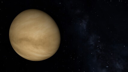 Planet Venus on a starry background.