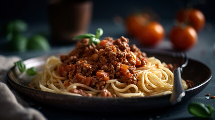 Hearty Meaty Bolognese Pasta with Freshly Grated Parmesan Cheese