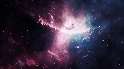 Stars in deep space surrounded by a nebula. Generative AI
