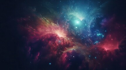 Fototapeta premium Stars in deep space surrounded by a nebula. Generative AI