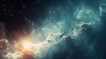 Obraz na płótnie Canvas Stars in deep space surrounded by a nebula. Generative AI