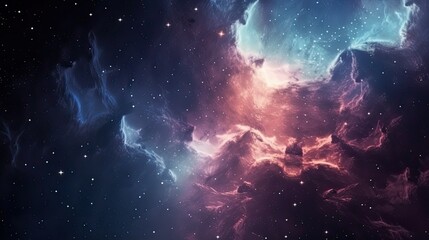 Stars in deep space surrounded by a nebula. Generative AI