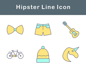 Naklejka premium Hipster Vector Icon Set