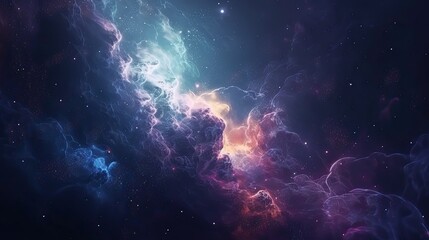 Naklejka na ściany i meble Stars in deep space surrounded by a nebula. Generative AI