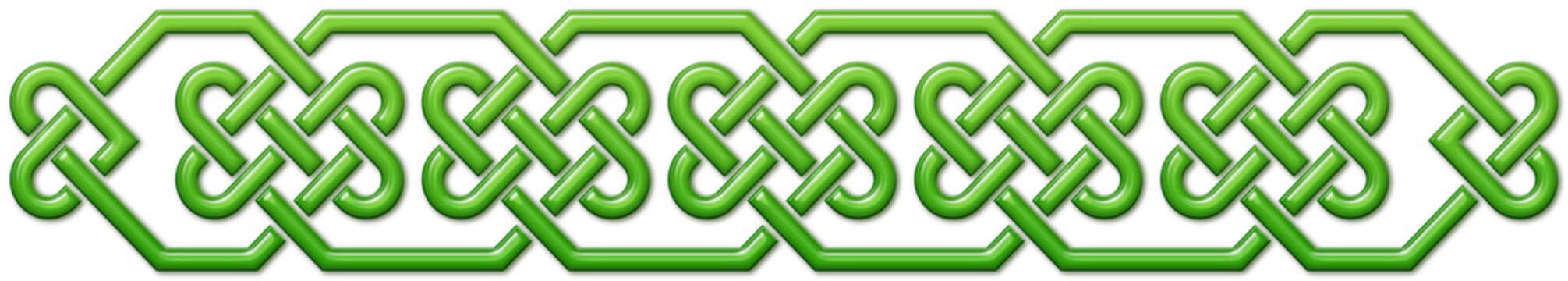 Celtic knot band, green. Linear border made with Celtic knots for use in designs for St. Patrick's Day.