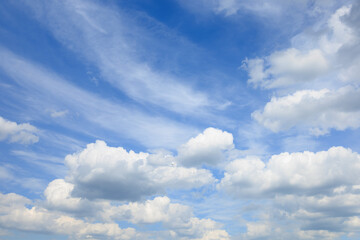 Naklejka na ściany i meble Blue sky with gray clouds at daytime