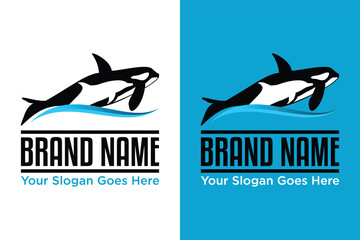 simple modern Mammal whale orca dolphin illustration logo design