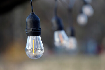 Light bulbs decoration with selective focus - bokeh effect