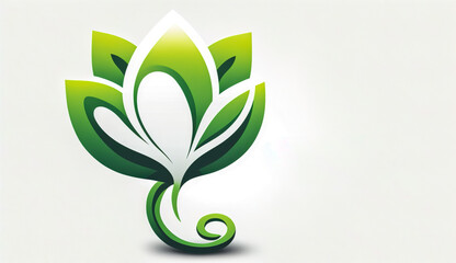 Germinating plant, emblem on white background, generative AI.