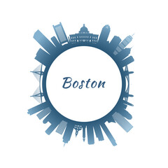 Boston skyline with colorful buildings. Circular style. Stock vector illustration.