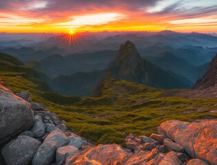 Fototapeta premium sunset over the mountains generative ai