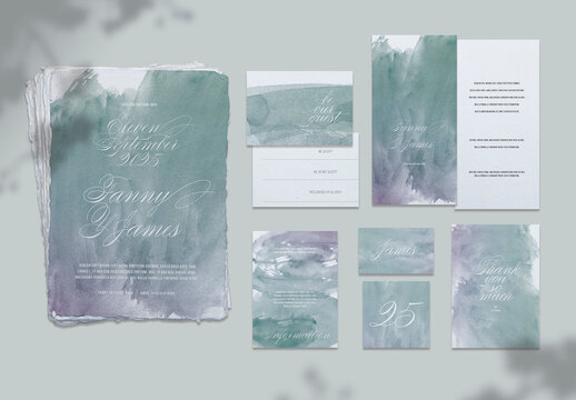 Stationery Wedding Watercolor Stain