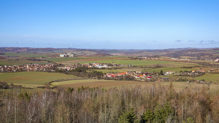 Obraz premium View from the lookout tower on Pekelný kopec Winter landscape in the Trebic region