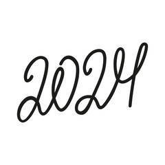 Hand drawing of numbers 2024. 2024 logo text design. Template design of brochure, postcard, banner or greeting card for Happy new year. Vector illustration