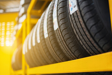 Image of the tire warehouse of the new tire repair service center