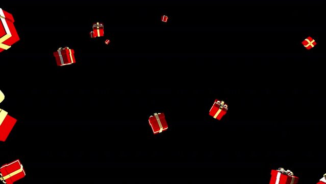 Giftbox falling on alpha channel