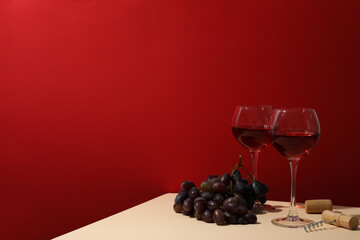 Concept of alcohol drink, wine, space for text