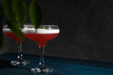 Concept of delicious cocktail, tasty Cosmopolitan cocktail