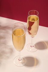 Concept of delicious alcohol drink, champagne beverage