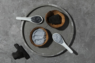 Fototapeta premium Beauty and skin care, cosmetic and charcoal