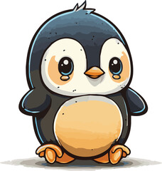 Penguin isolated vector for editing.  Penguin vector cartoons for kids