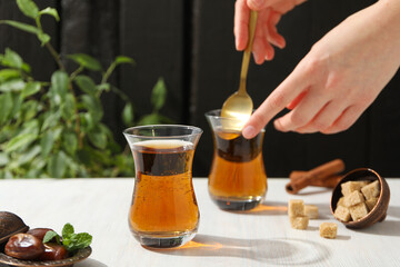 Concept of traditional turkish brewed hot drink