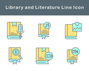 Library And Literature Vector Icon Set