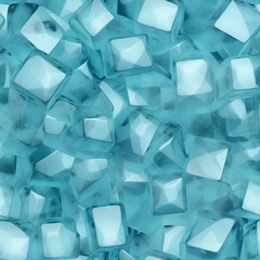 turquoise ice cubes seamless tile pattern. Generative AI.