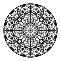 Modern rounded abstract mandala design for adult coloring book