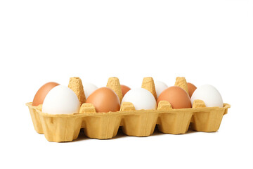 Ingredient for making breakfast - eggs, isolated on white background