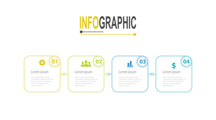 Infographic 4 steps Square frame template business data illustration