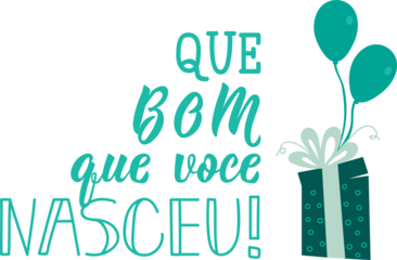 Que bom que voce nasceu. Lettering. Translation from Portuguese - How nice that you were born. Modern brush calligraphy. Ink illustration