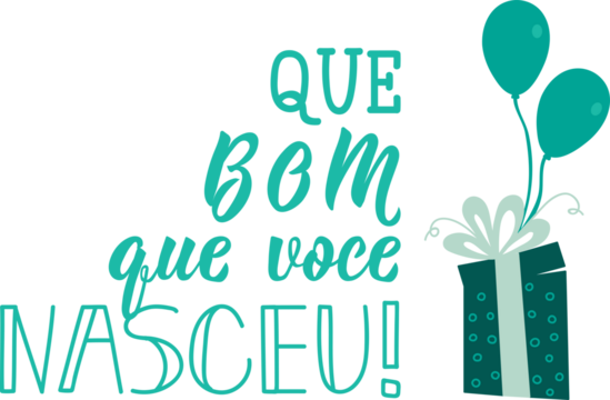 Que bom que voce nasceu. Lettering. Translation from Portuguese - How nice that you were born. Modern brush calligraphy. Ink illustration