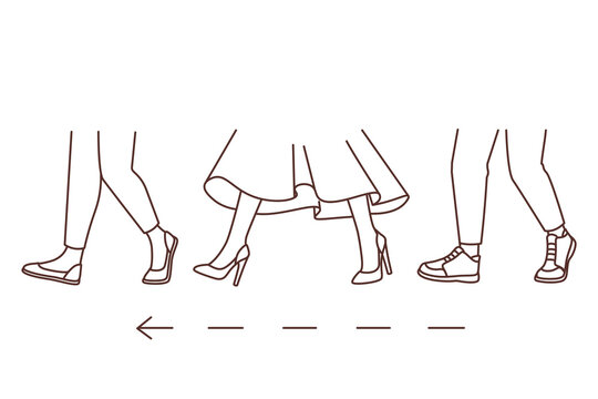 People Legs Walking In One Direction